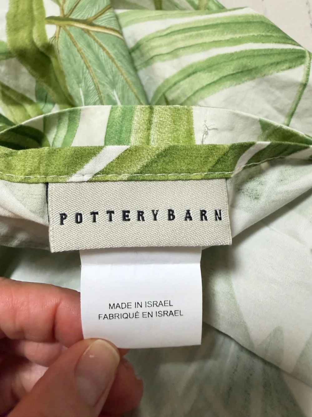 Pottery Barn Palm Duvet Cover & Sham Set Full Queen Organic Cotton Tropical Gree